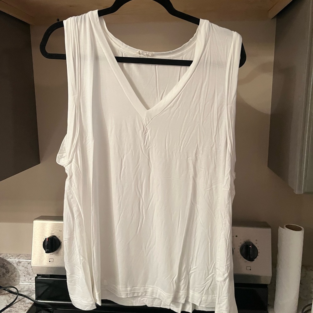 V-neck white tank top